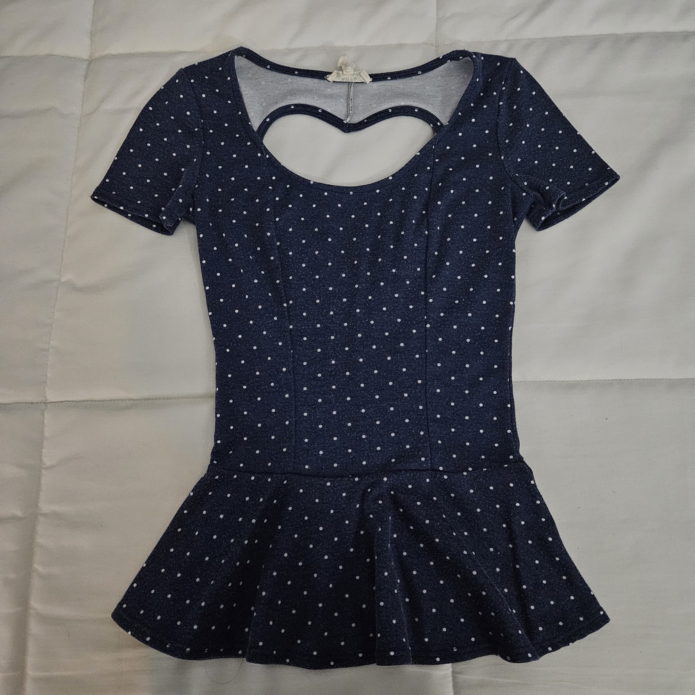 Kirra Navy and White Polka Dot Top